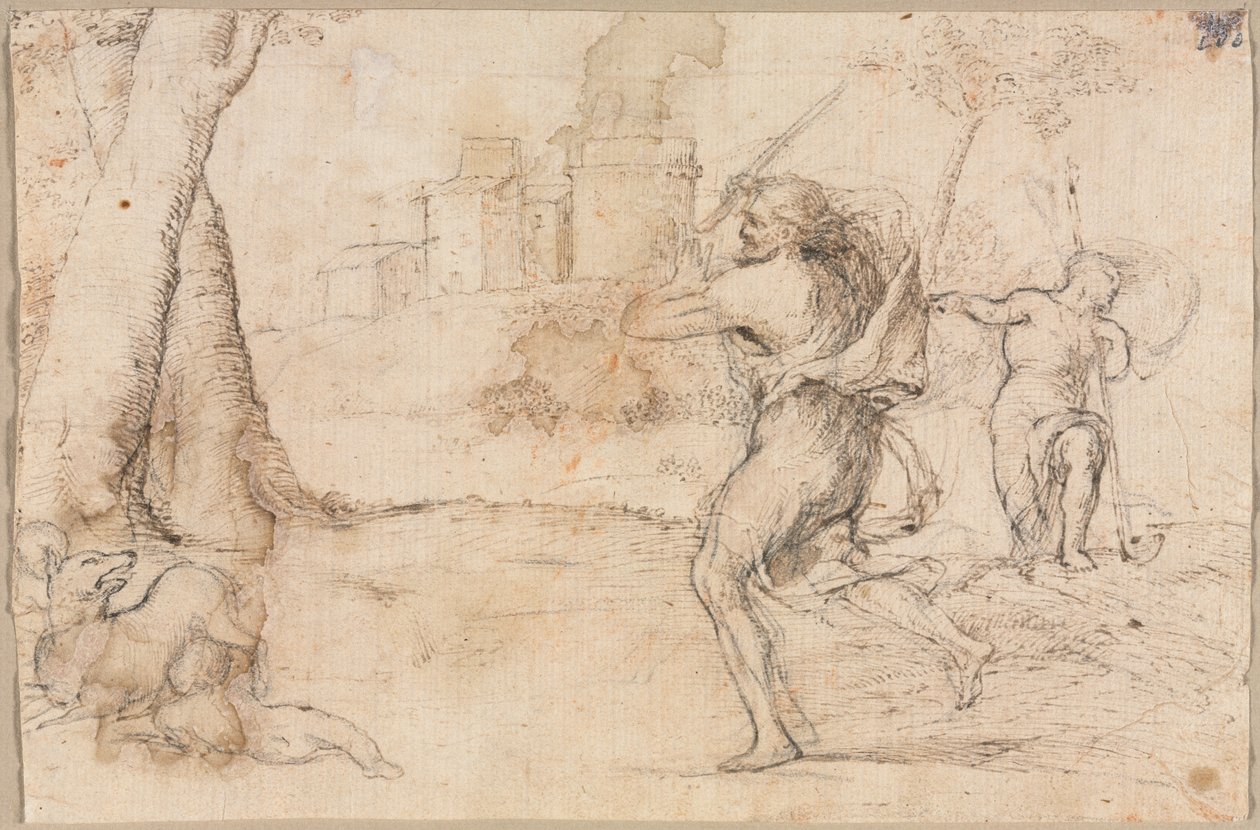 Faustulus tarafından Bulunan Romulus ve Remus, c. 1535 by Romanino