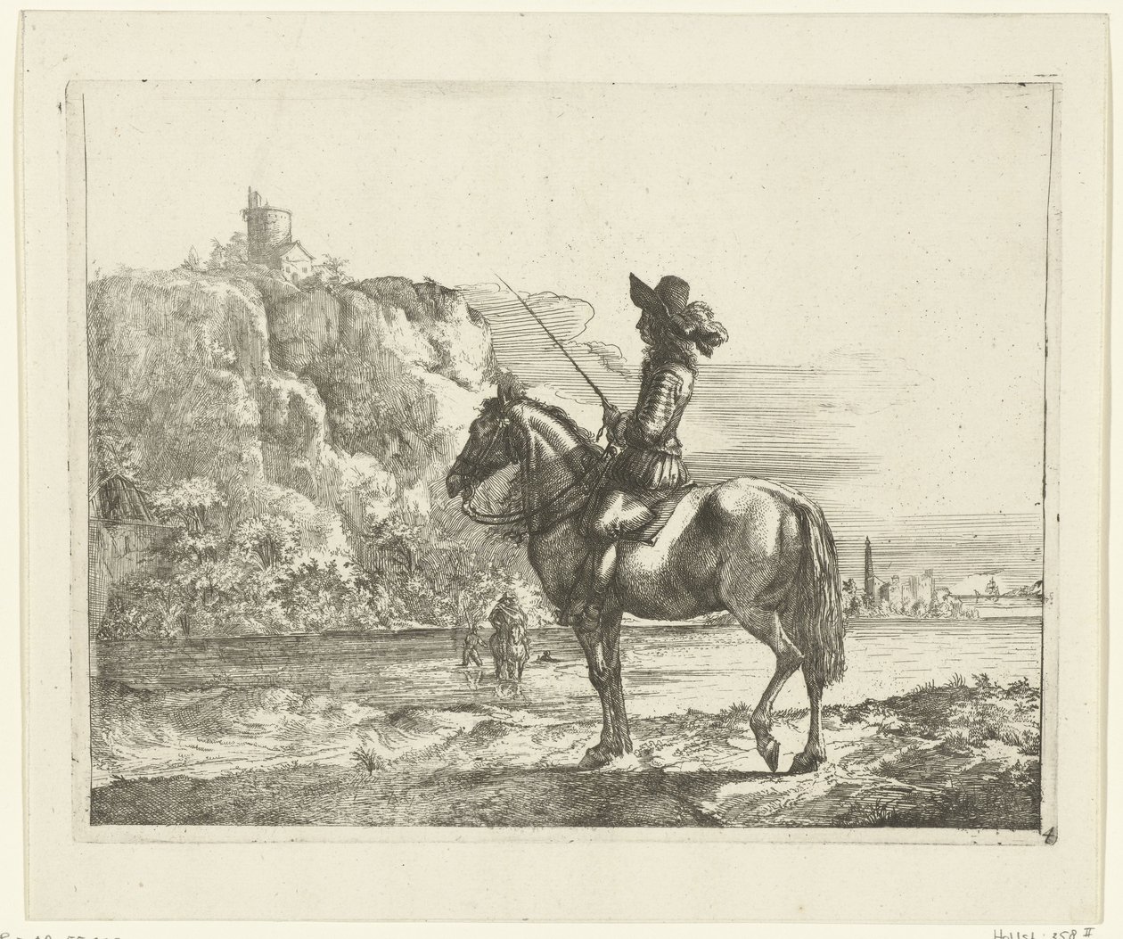 Nehir kenarında binici. by Romeyn de Hooghe (attributed to)