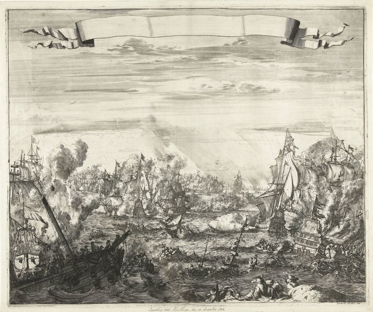 Malaga Savaşı, 1704 by Romeyn de Hooghe (attributed to)