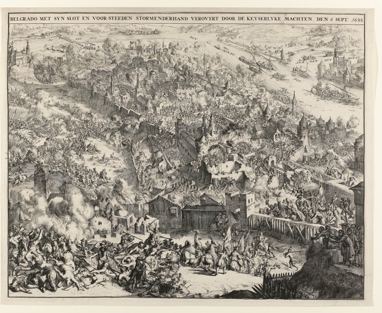 Belgrad, Bavyera seçmeni Maximilian Emanuel tarafından fırtınaya tutuldu, 6 Eylül 1688 by Romeyn de Hooghe