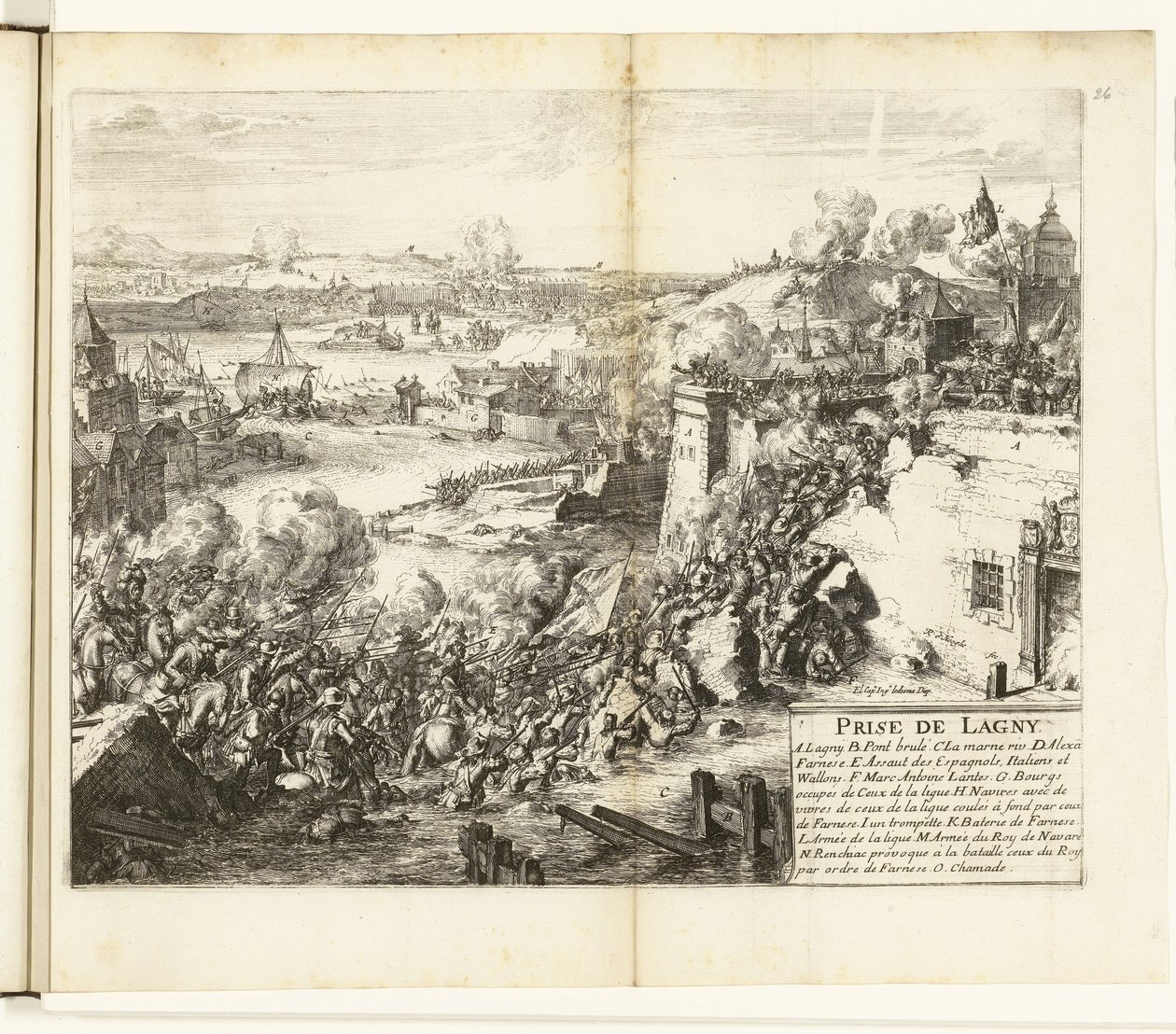 Inname van Lagny, 1589-1590 Lagny'nin Ele Geçirilmesi (nesne üzerindeki başlık) Flanders Savaşları (dizi başlığı) by Romeyn de Hooghe