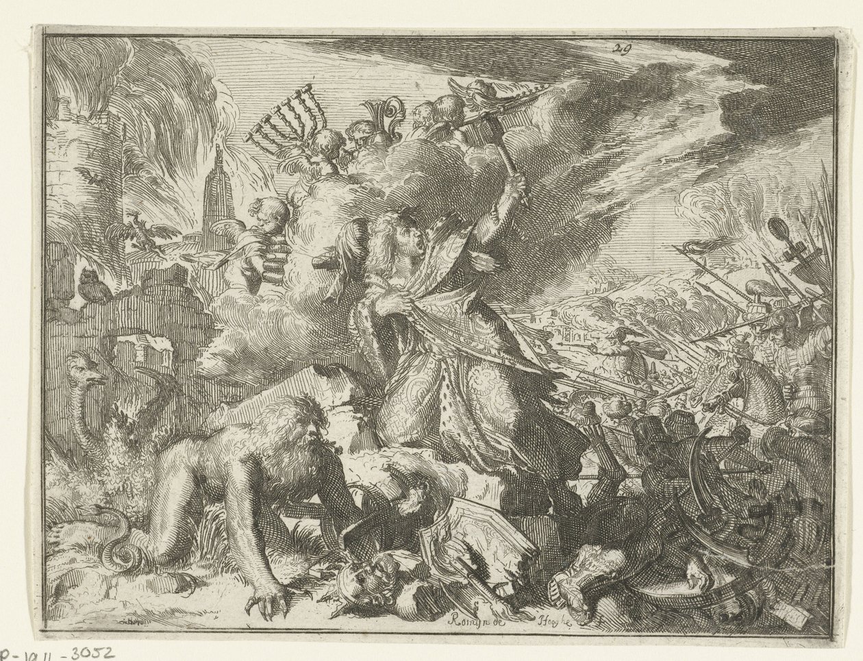 Pelerinli adam atlıların saldırısına uğradı by Romeyn de Hooghe