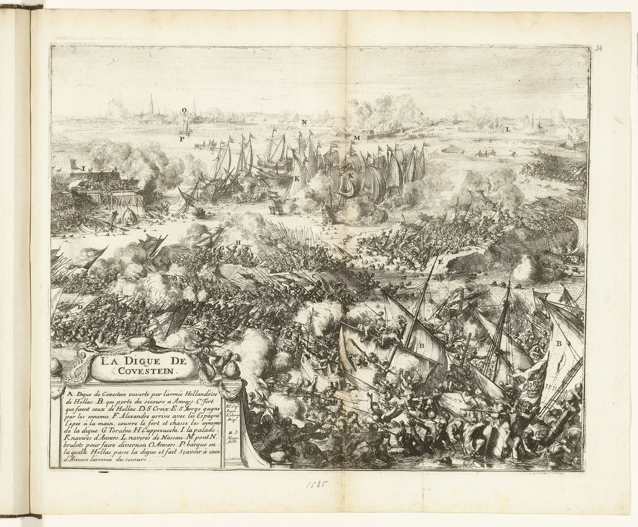 Kauwenstein set için savaş, 1585 La digue de Covestein (nesne üzerindeki başlık) Guerres de Flandres (dizi adı) by Romeyn de Hooghe