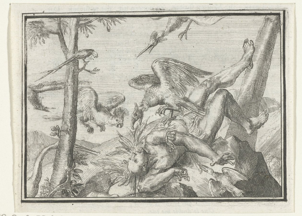 Broşürün başlık sayfası: De Geplukte Tapoeijer, 1702 De Plukte Tapoeijer (nesne üzerine başlık) Avrupa'da Esopus (seri başlığı) by Romeyn de Hooghe
