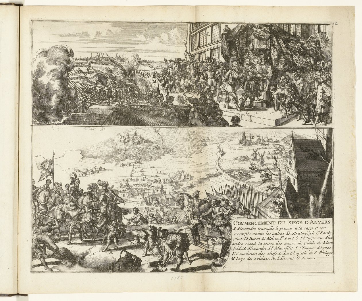 Parma Dükü tarafından Antwerp kuşatmasının iki tasviri, 1584-1585 Başlama du siege d