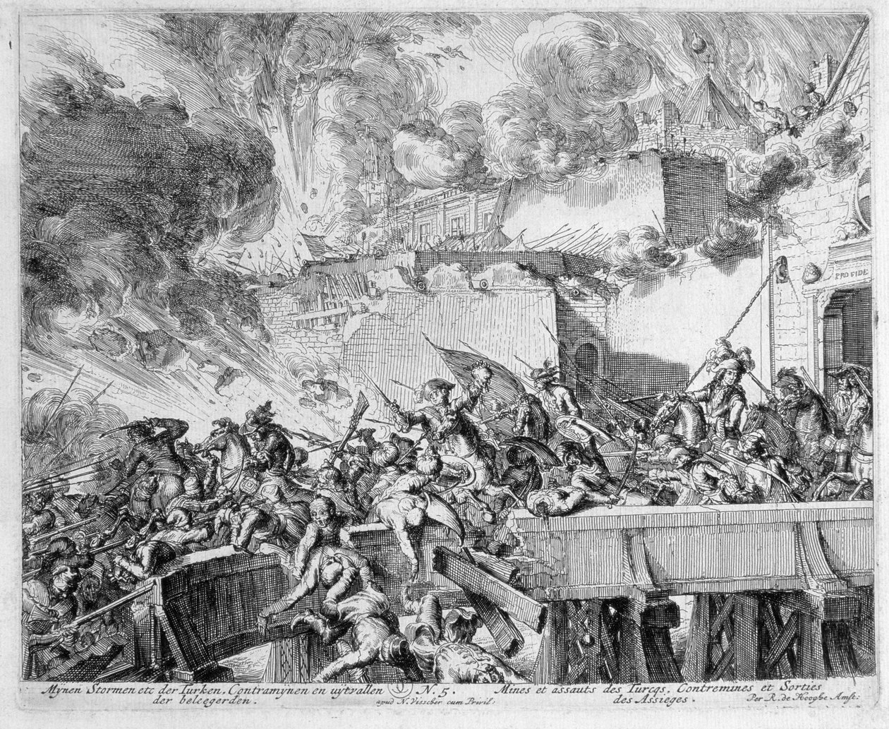Viyana Baskı Döngüsü, Mayın ve Karşı Mayının Patlaması, Türklere Baskın, 1683 by Romeyn de Hooghe