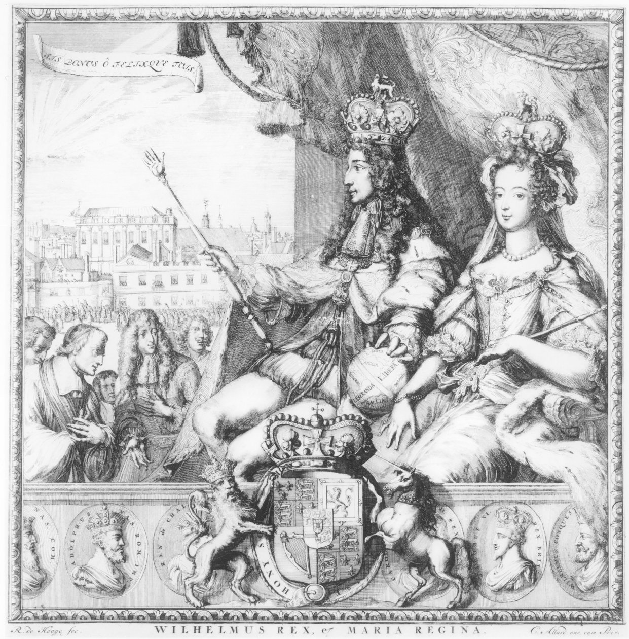 William III (1650-1702) ve Mary II (1662-94), sanatçı tarafından oyulmuş, yaklaşık 1690 by Romeyn de Hooghe