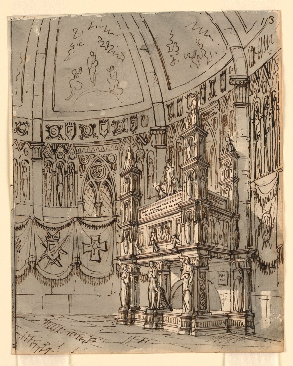Sahne Tasarımı, Gotik Kilise İçi by Romolo Achille Liverani