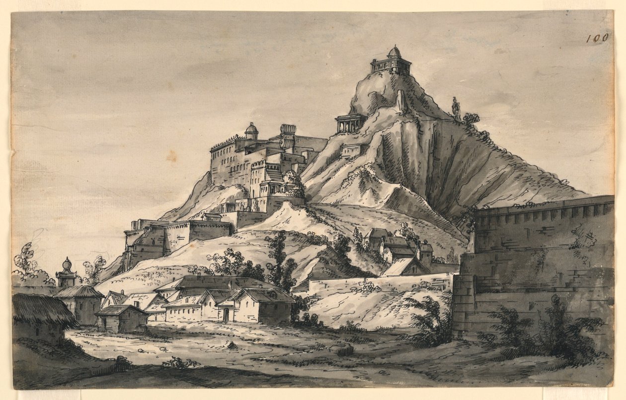 Sahne Tasarımı, Yamaçlarda Kasabalı Dağ by Romolo Achille Liverani