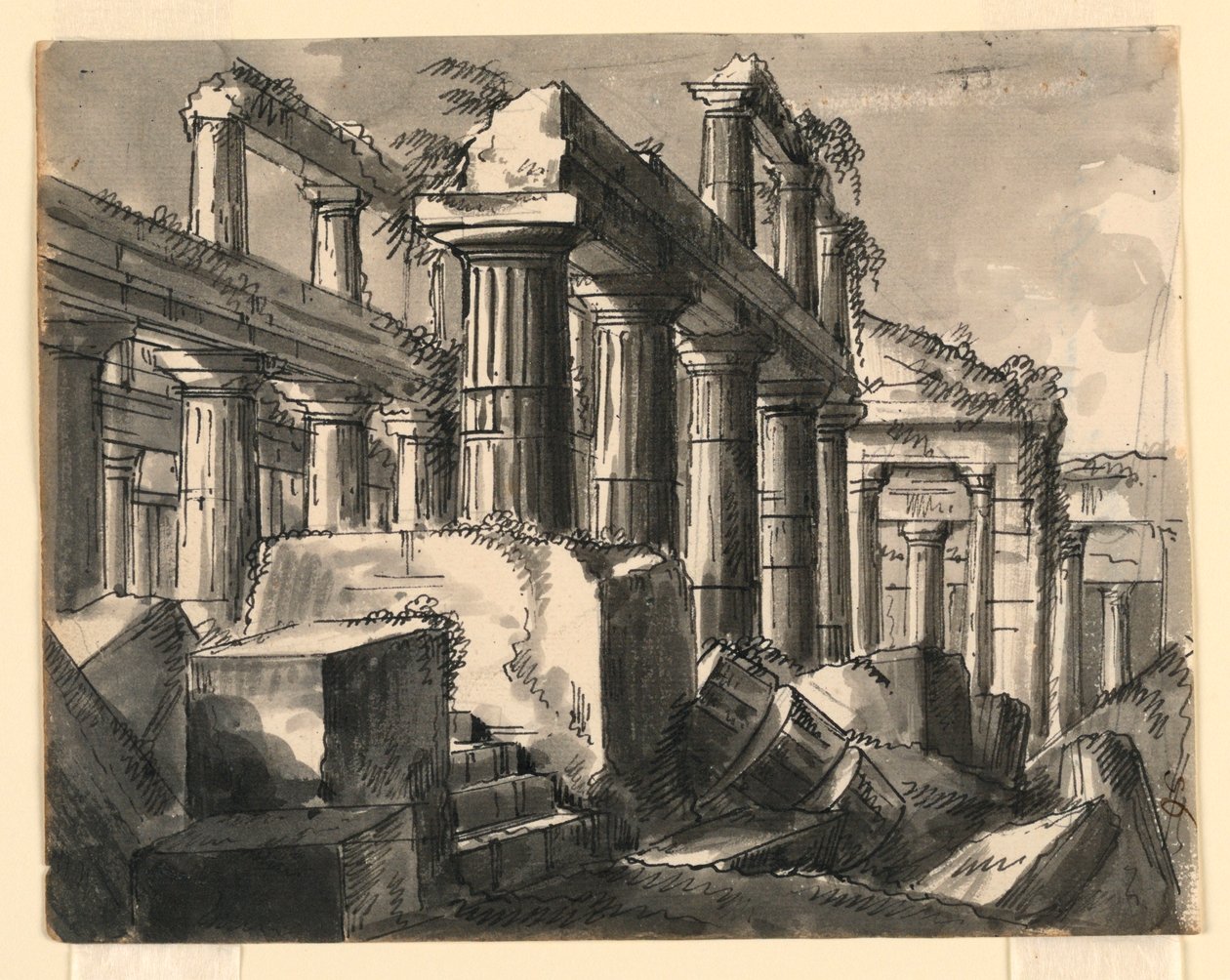 Sahne Tasarımı, Tapınak Harabeleri by Romolo Achille Liverani