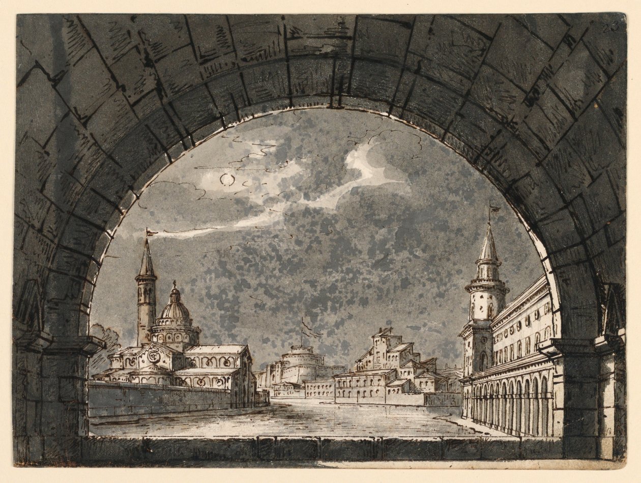 Opera "La Straniera" için Sahne Tasarımı by Romolo Achille Liverani