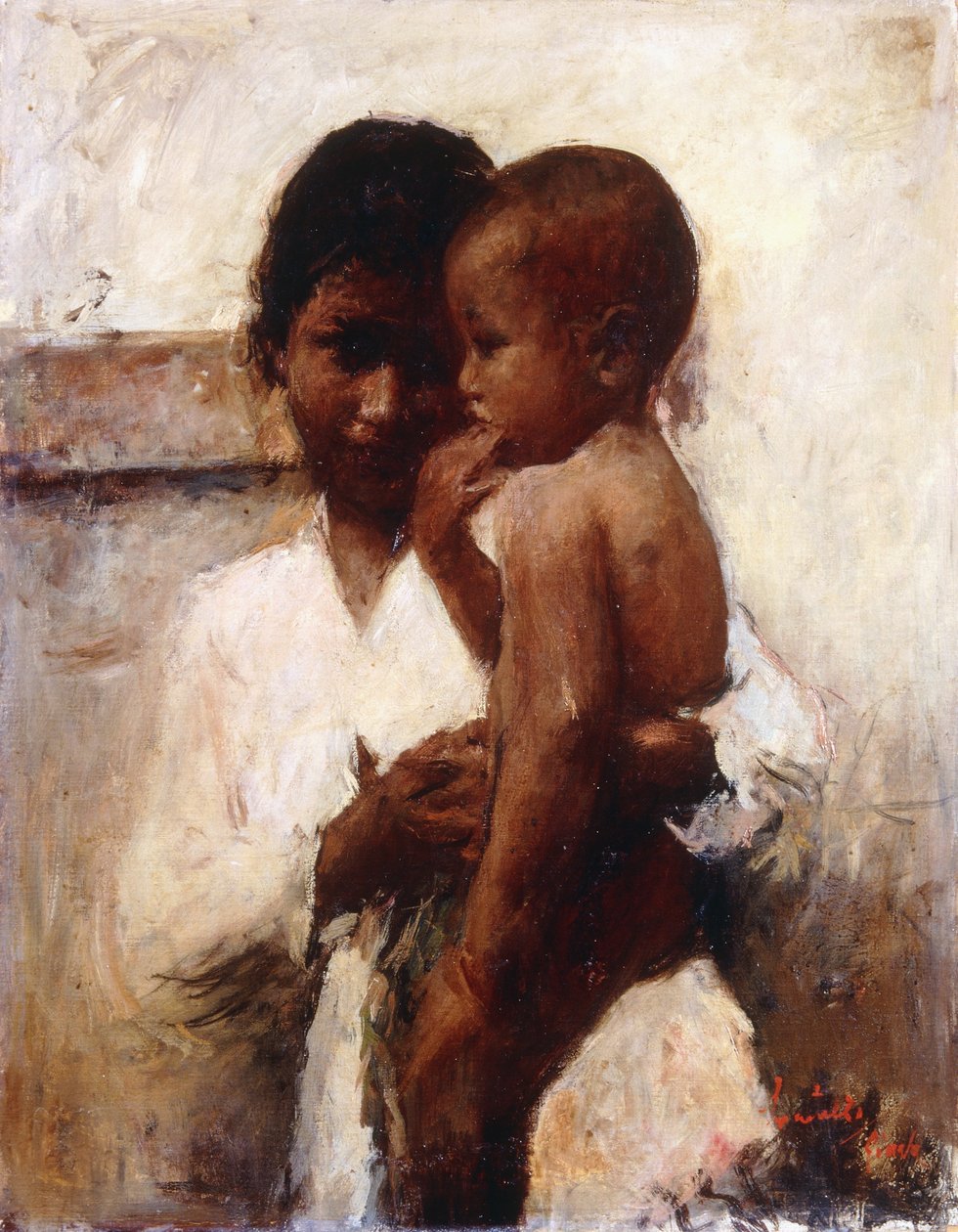 Sevgi, Çocuğu Tutan Bir Cava Güzeli (tuval üzerine yağlı boya) by Romualdo Locatelli