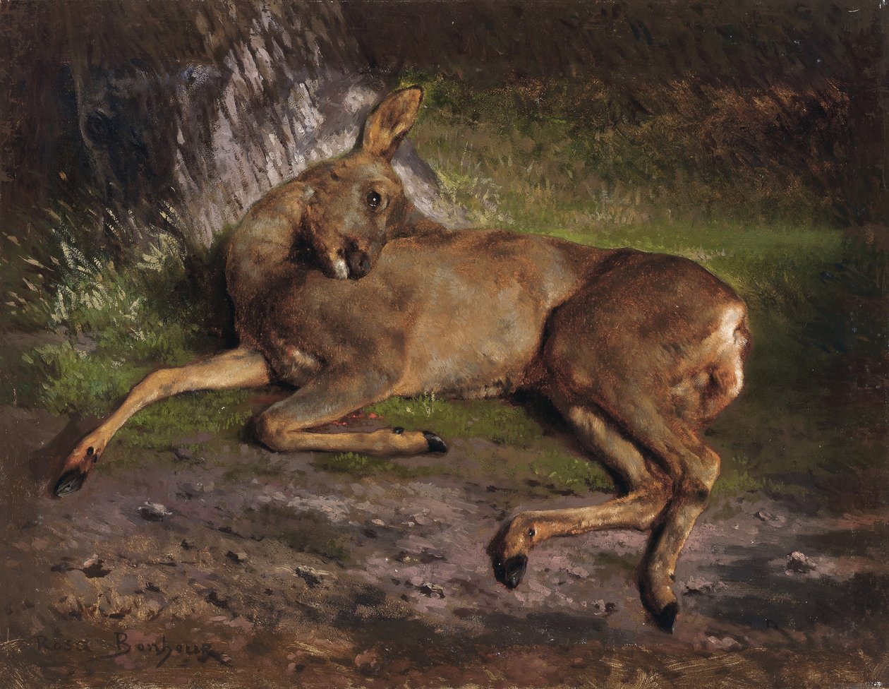 Ormanda bir karaca (tuval üzerine yağlı boya) by Rosa Bonheur