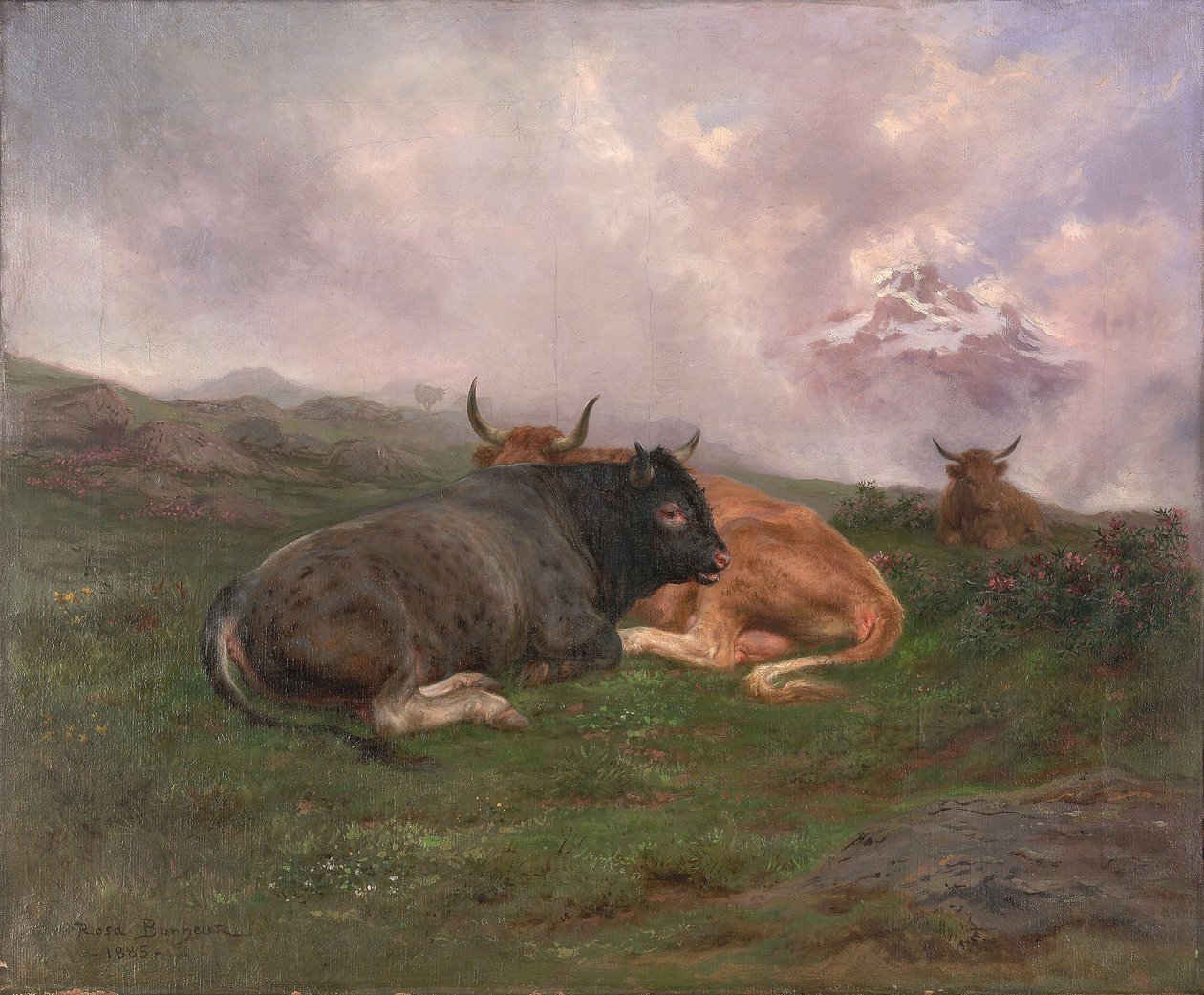 Alplerde Bir Yamaçta Dinlenen Sığırlar, 1885 by Rosa Bonheur