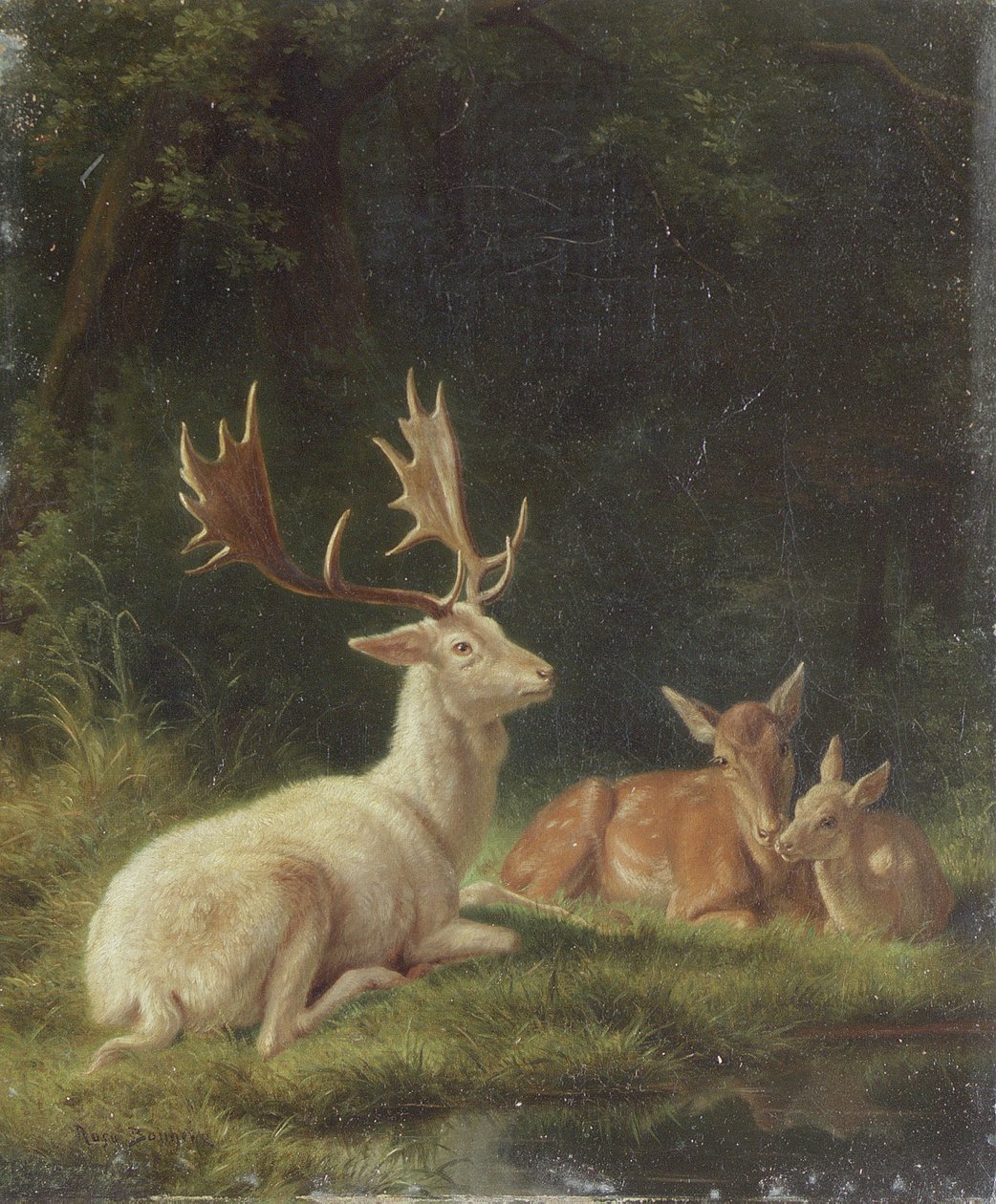 Manzaradaki Geyik (tuval üzerine yağlı boya) by Rosa Bonheur