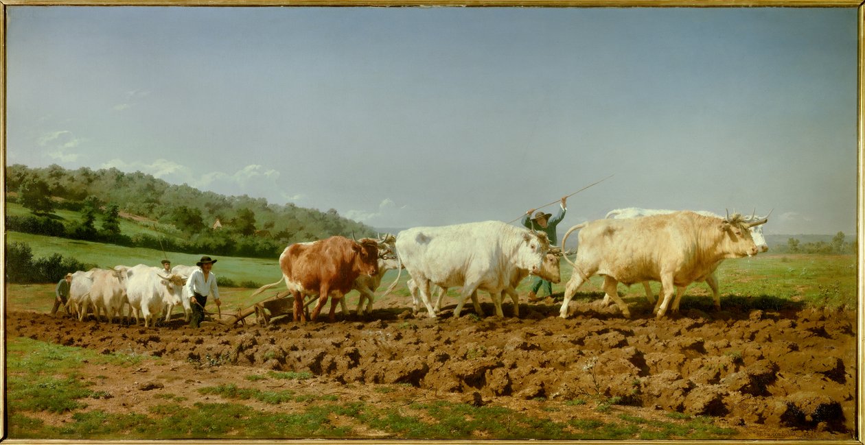 Nivernais çiftçilik yapıyor, batan Tablo Marie Rosalie Bonheur dit Rosa Bonheur (1822-1899) 1849 Güneş. 1.3x2.6m Paris, Musee d
