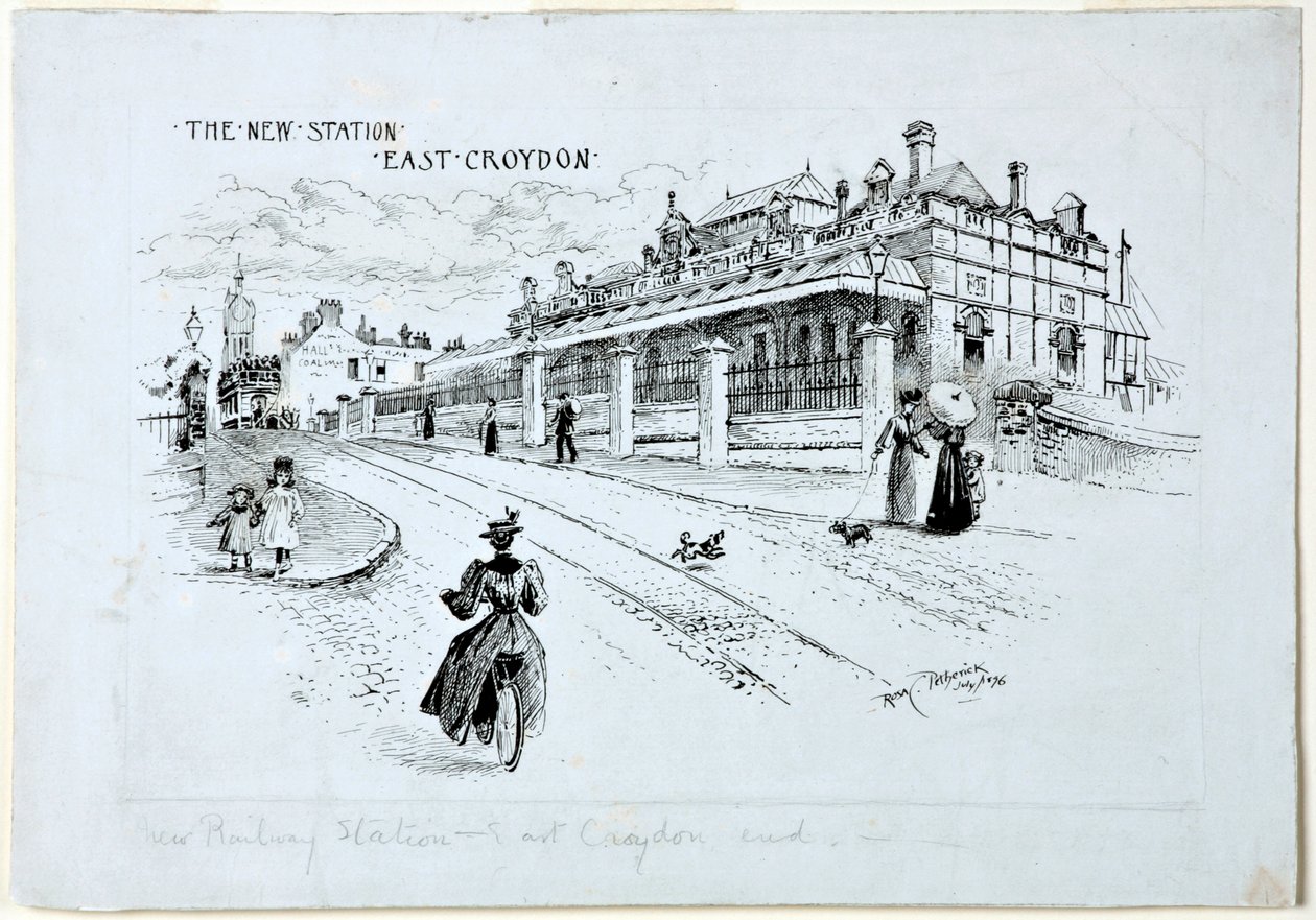 The New Station, East Croydon, Temmuz 1896 (kağıt üzerine mürekkep) by Rosa Clementina Petherick