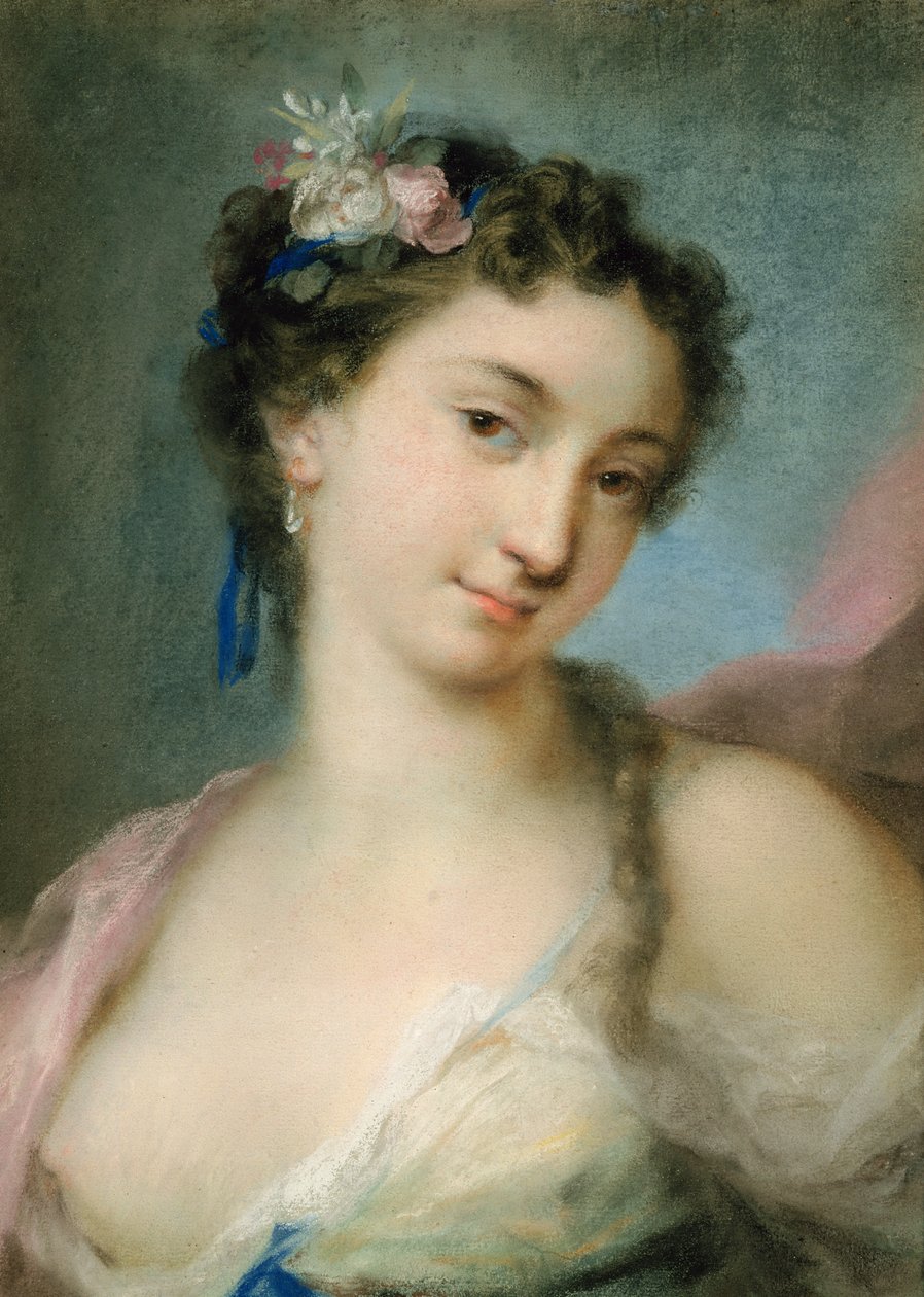 Bir Hanımefendinin Flora Olarak Portresi (kağıt üzerinde pastel) by Rosalba Giovanna Carriera