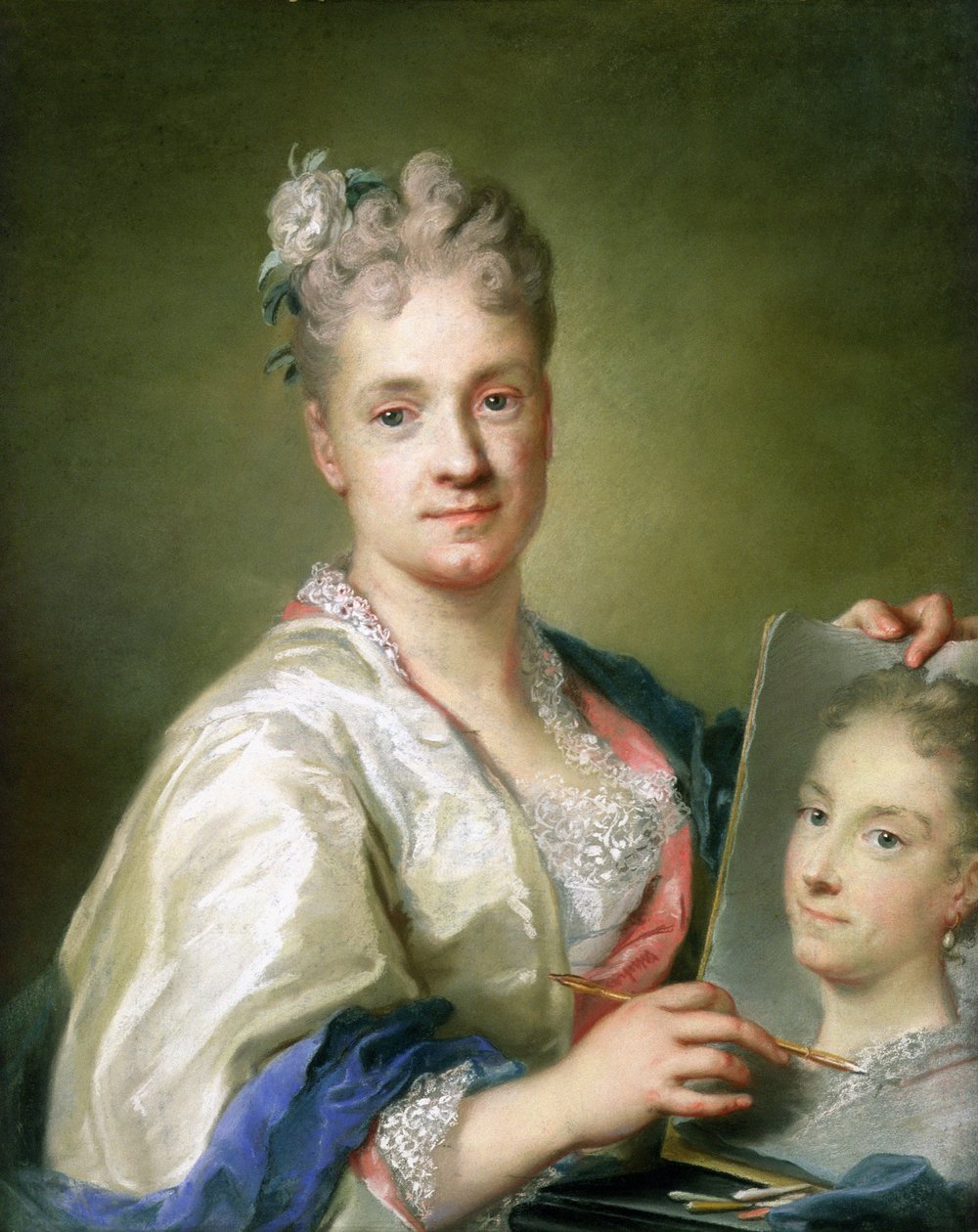 Otoportre, 1709 (kağıt üzerinde pastel) by Rosalba Giovanna Carriera