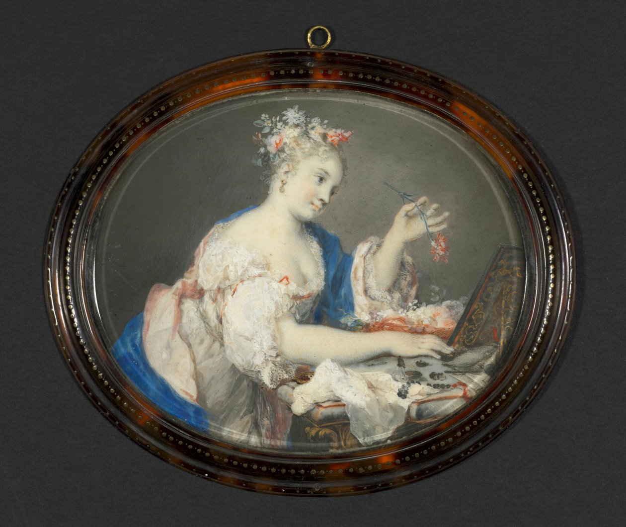 Saçına Çiçek Koyan Kadın, c. 1710. by Rosalba Carriera