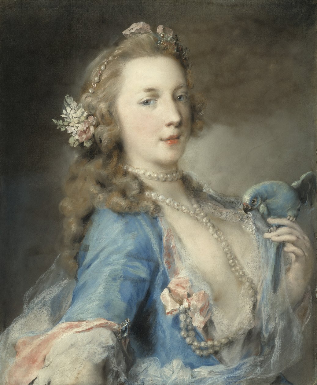 Papağanlı genç bir bayan, c.1730 by Rosalba Giovanna Carriera