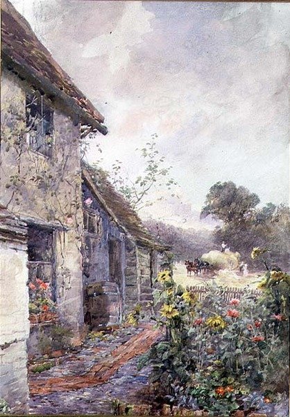 Haycart Yaklaşımları (suluboya) by Rose Maynard Barton