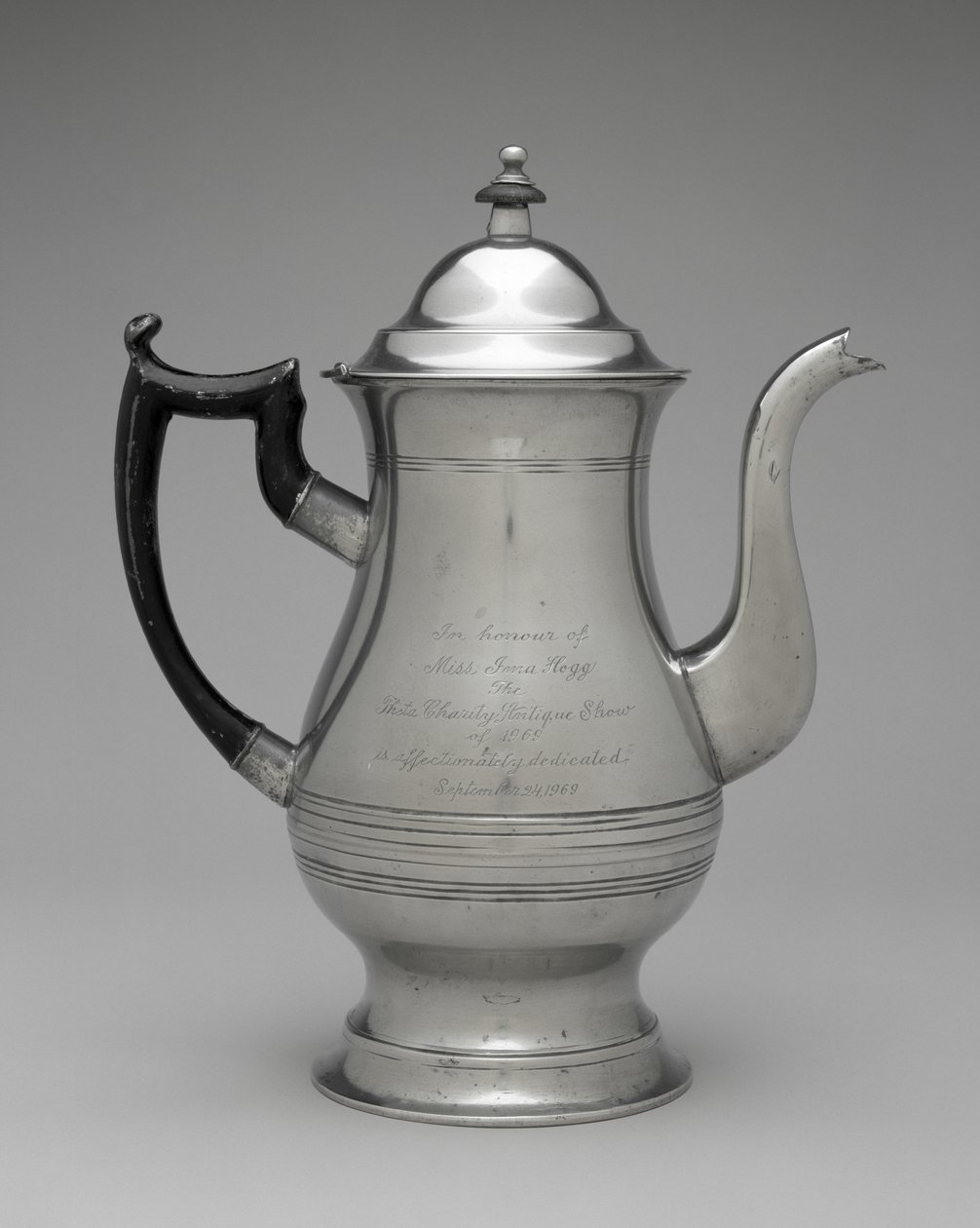 Cezve veya Çaydanlık, c. 1830-1870 (kalay, tanımlanamayan ahşap) by Roswell (attr.to) Gleason
