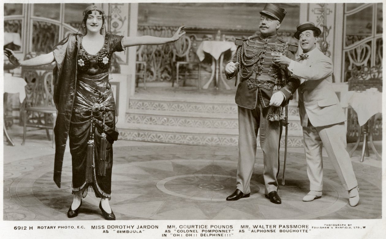 Oyuncu kadrosunun üyeleri Oh! Ey! Delphine!!!, c1916. by Rotary Photo