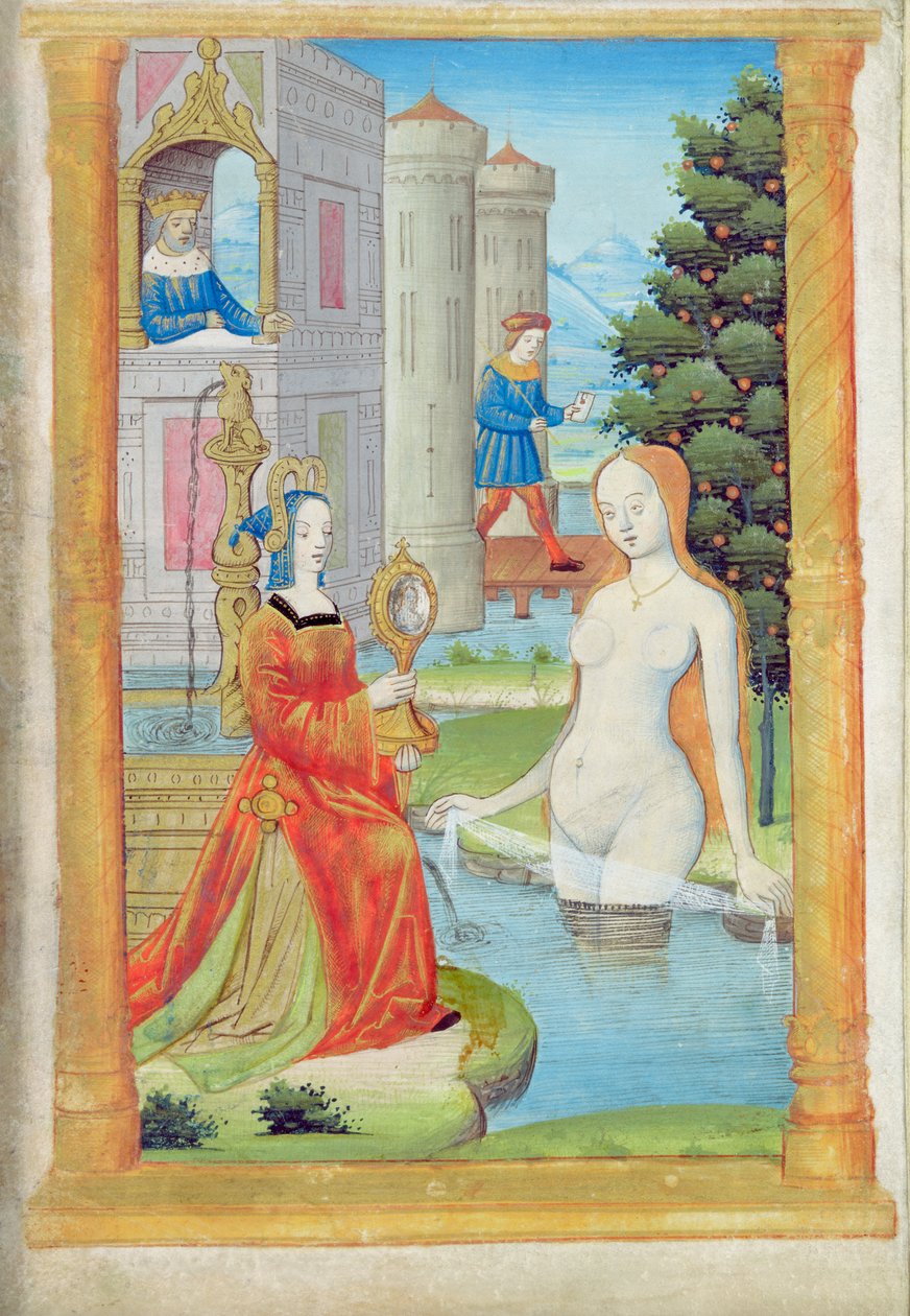 Bathsheba Banyosu (kağıt üzerine kalem ve guaj boya) by Rouen School