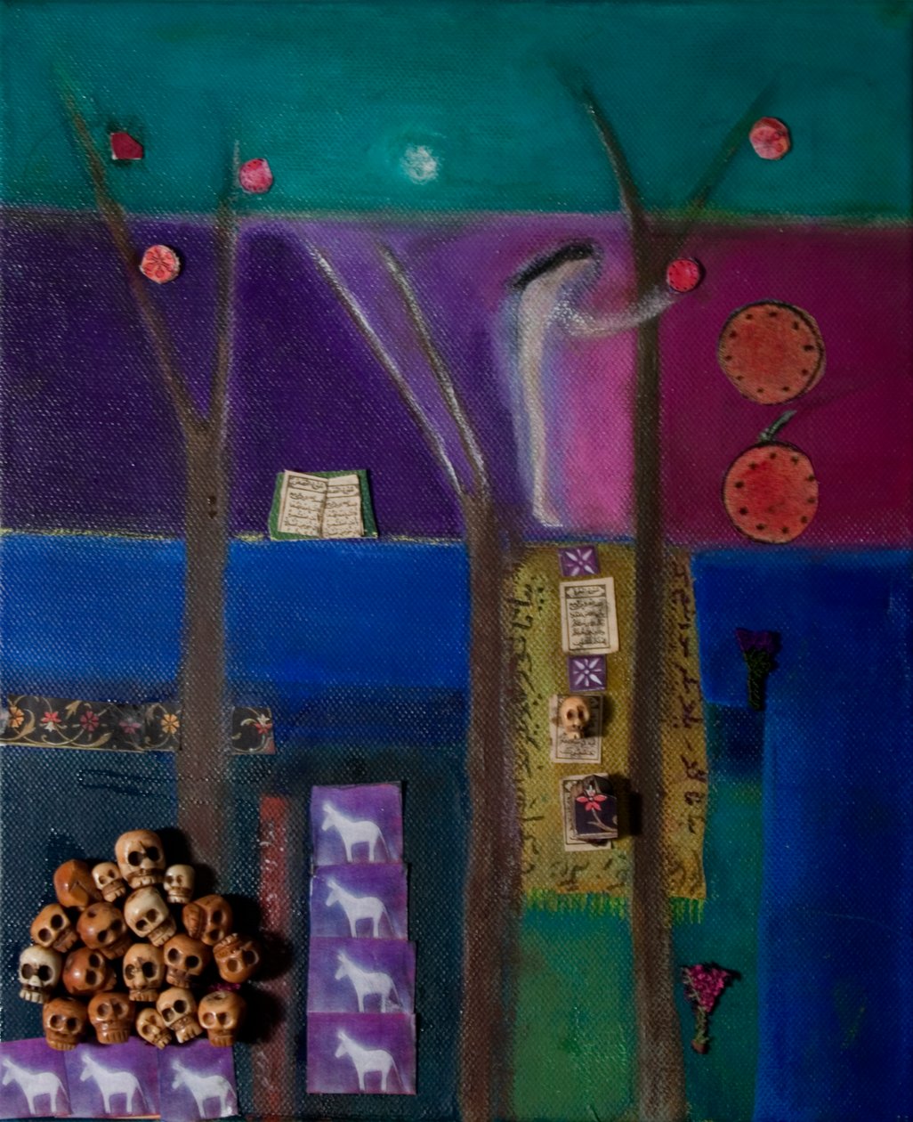 Havva ve Nar, 2011 (tuval üzerine yağlı boya ve kolaj) by Roya Salari