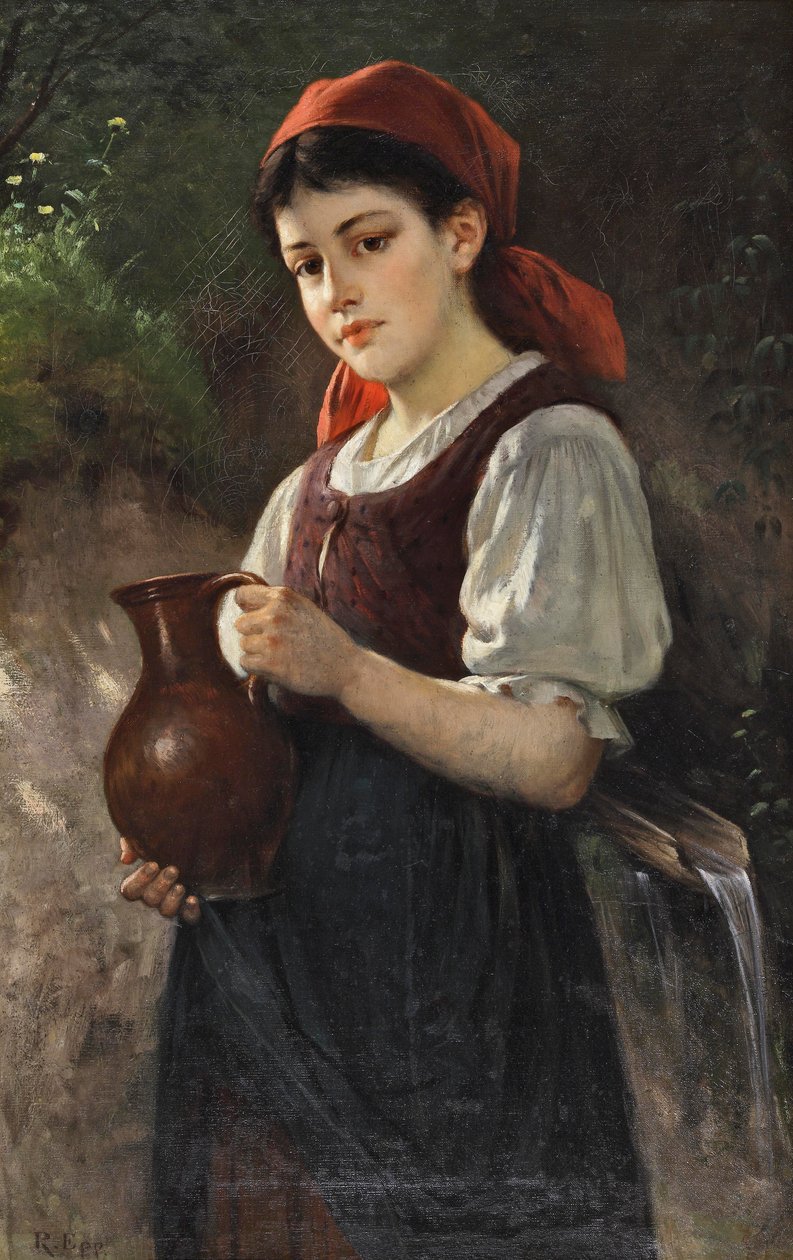 Toprak sürahi ile genç kız by Rudolf Epp