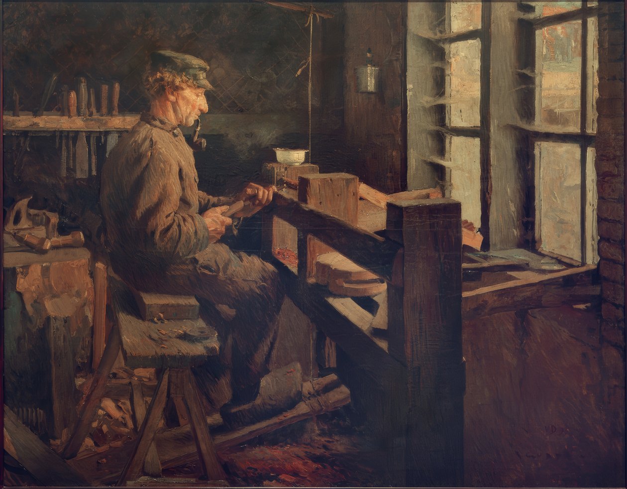 Hollandalı ağaç tornacısı iş başında (Blokje-Maker) by Rudolf Gudden