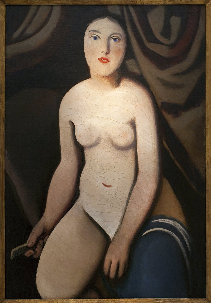 Ayna karşısında. Rudolf Kremlicka (1886-1932), Tuval Üzerine Yağlıboya Tablo by Rudolf Kremlicka