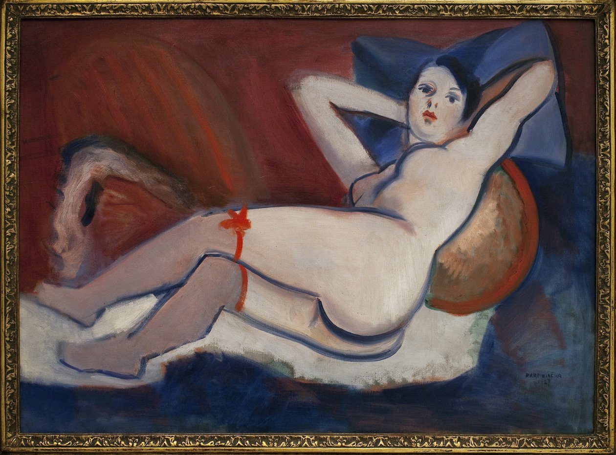 Uyuyan kadın. Rudolf Kremlicka (1886-1932), Tuval Üzerine Yağlıboya Tablo by Rudolf Kremlicka
