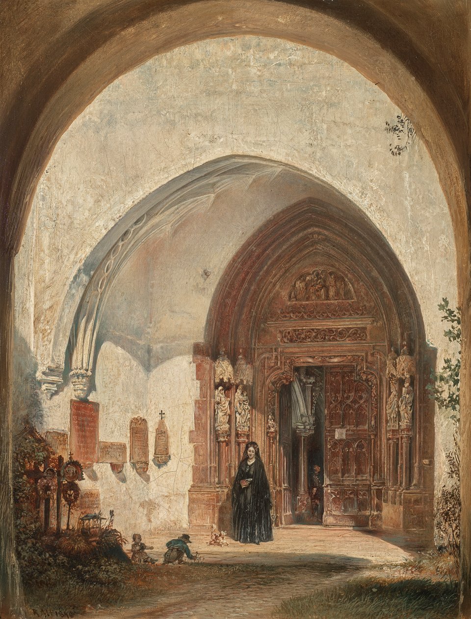 Salzburg'daki Nonnberg Collegiate Kilisesi'nin portalı by Rudolf von Alt