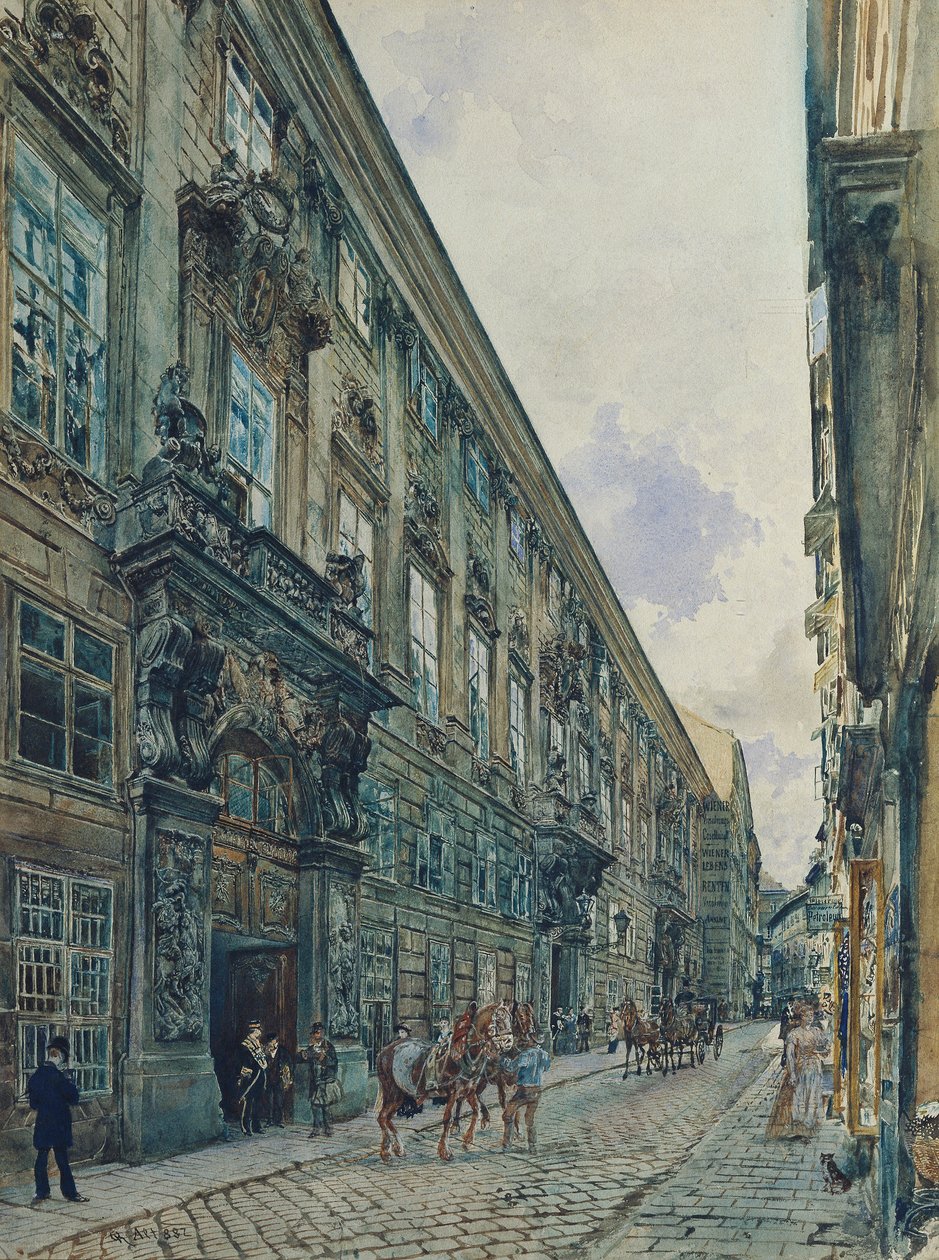 Viyana'daki Himmelpfortgasse'deki Savoy Prensi Eugene'nin kış sarayı by Rudolf von Alt