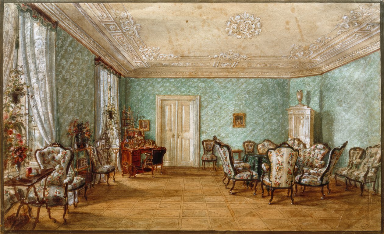 Salon der Fanny Elßler by Rudolf von Alt