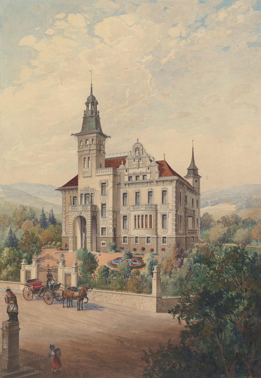Bir İsviçre Villasının Görünümü, 1896. by Rudolf von Alt