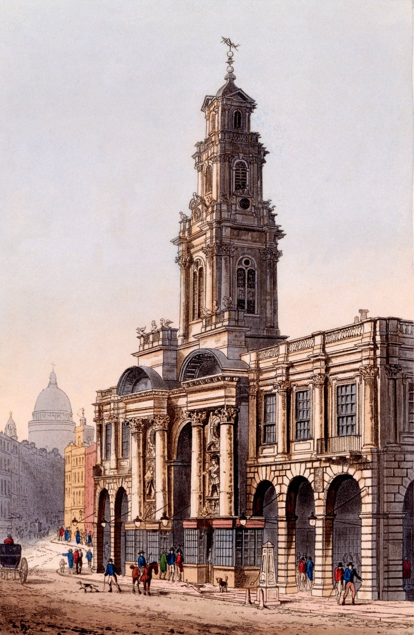 Kraliyet Borsası, 1816 (renkli aquatint) by Rudolph Ackermann