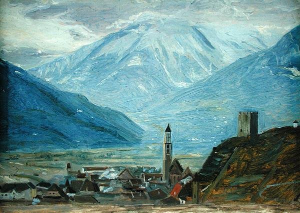 Karda Merano, 1840 dolayları (karton üzerine kağıt üzerine yağlı boya) by Rudolph Friedrich Wasmann