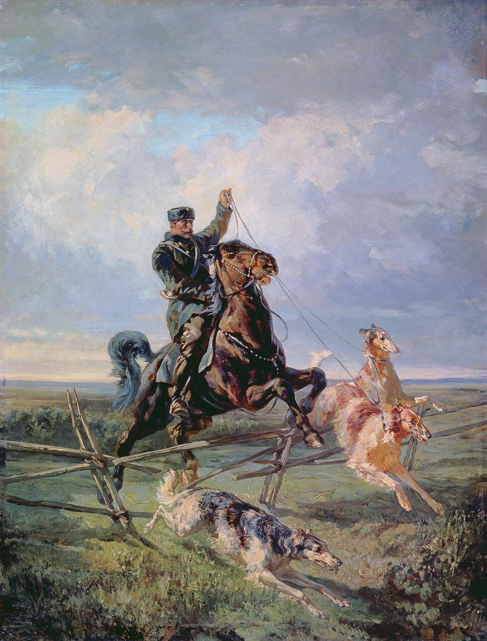 Borzoiler ile Avcı, 1872 by Rudolph Frenz