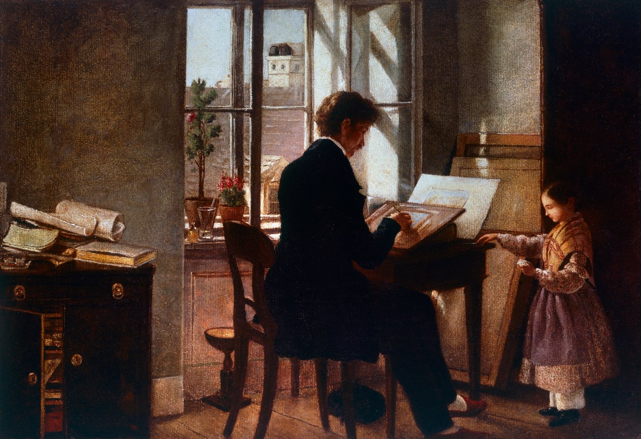 Pencerede, Rudolf von Alt (1812-1905), tuval üzerine yağlı boya. by Rudolf von Alt