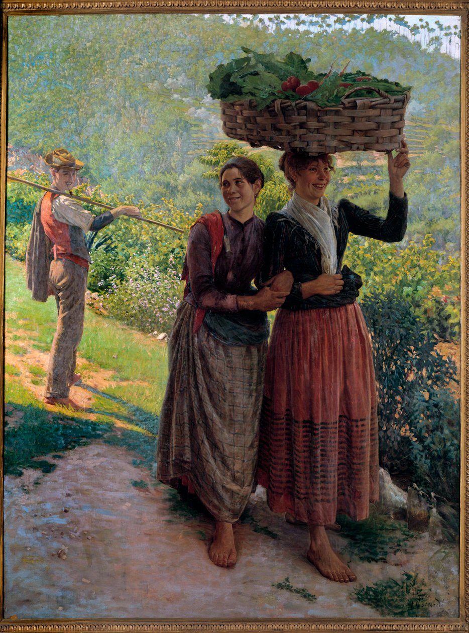 Kırsal kesimde yaşam, Toskana üzüm bağlarında baştan çıkarma sahnesi by Ruggero Focardi