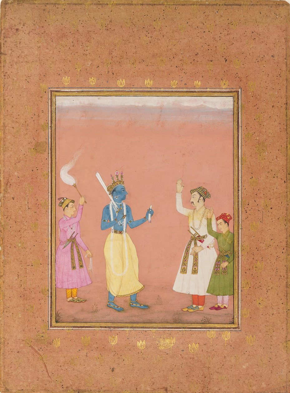 Kanada Ragini, c1680 müzik modunu gösteren, prensler tarafından karşılanan bir kahraman by Ruknuddin