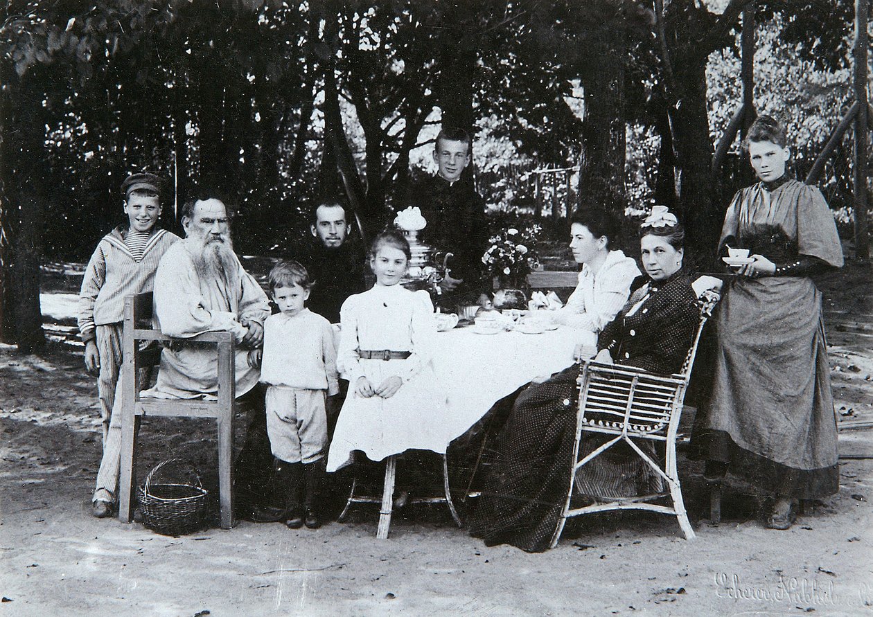 Family portrait of the author Leo N. Tolstoy, from the studio of Scherer, Nabholz und Co.  by Russian Photographer