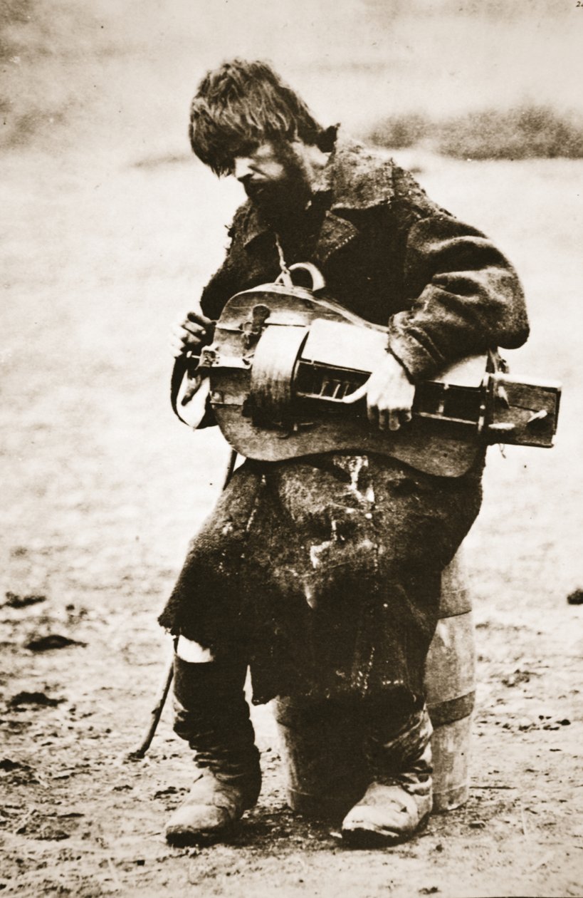 Hurdy gurdy oynayan Rus köylüsü, 1880