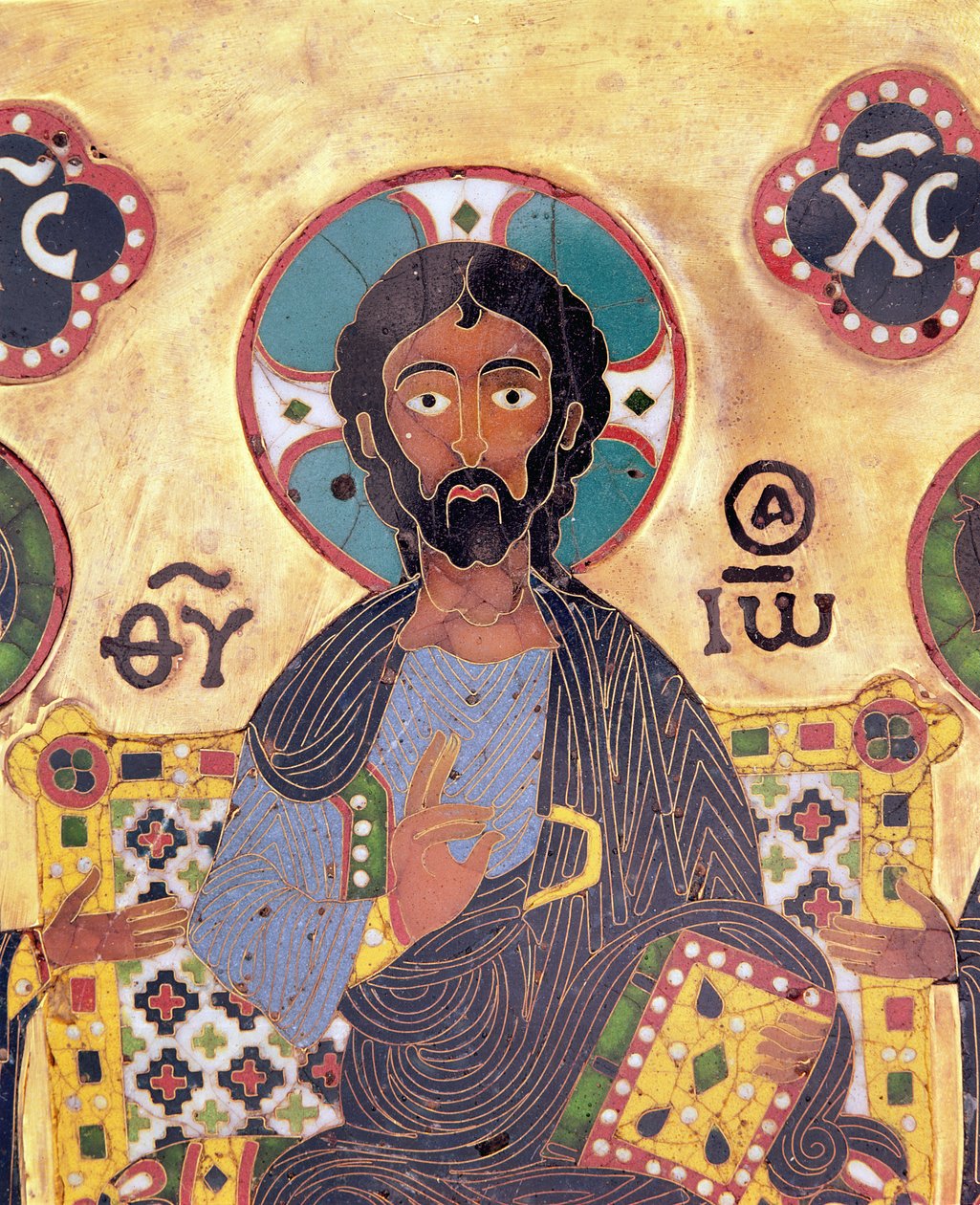 Christ Enthroned (emaye işi emaye) by Russian School