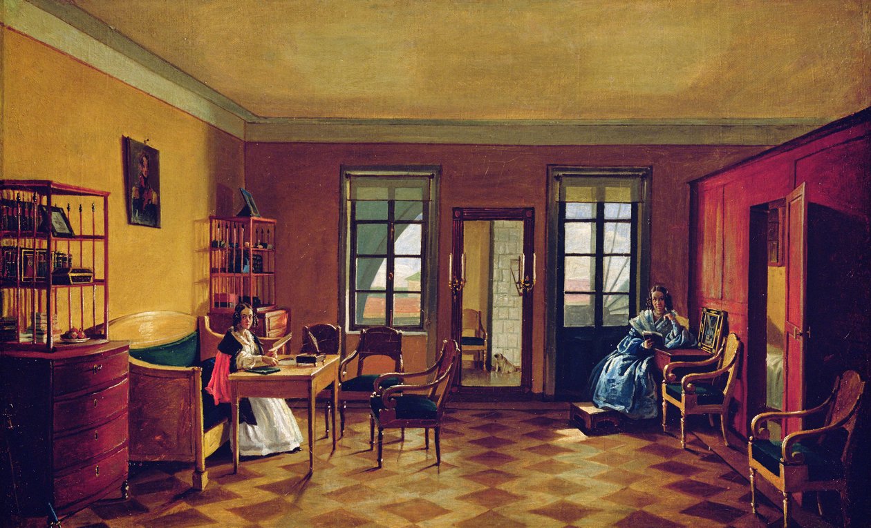 Bir çatı katının iç by Russian School