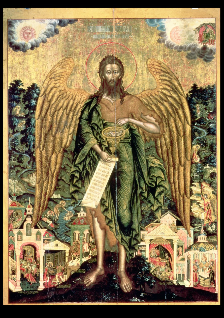 Vaftizci Yahya, Vahşi Doğanın Meleği (panelde tempera) by Russian School