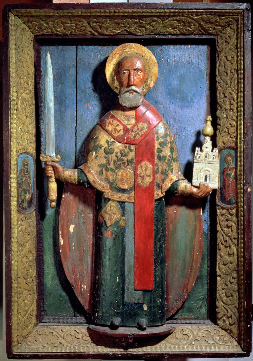 Mozhaisk Aziz Nikolaos, Yaroslavl Okulu (boyalı ahşap) by Russian School